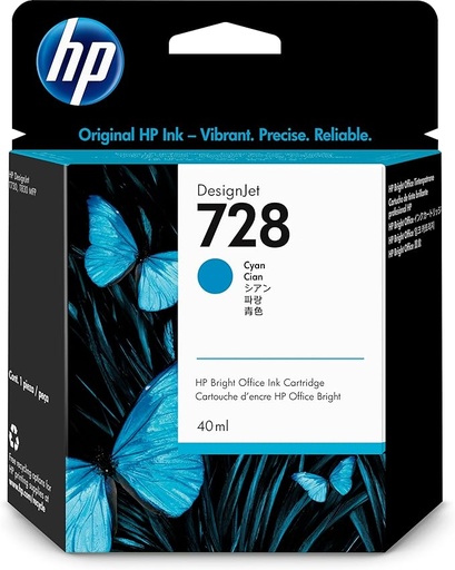 Original Plotter Ink Cartridge - HP 728 FJ967A Cyan 